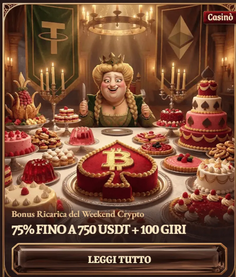 Bonus ricarica weekend cripto 75 percento fino a 750 usdt 100 giri gratis